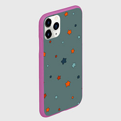 Чехол iPhone 11 Pro матовый Нарисованные звезды, цвет: 3D-фиолетовый — фото 2