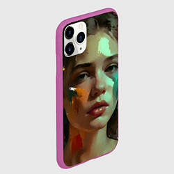 Чехол iPhone 11 Pro матовый Портрет девушки искусство, цвет: 3D-фиолетовый — фото 2