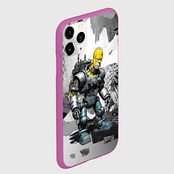 Чехол iPhone 11 Pro матовый Homer Simpson cool cyborg - ai art fantasy, цвет: 3D-фиолетовый — фото 2