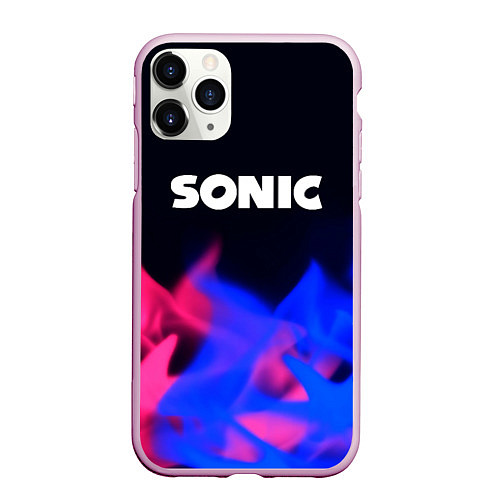 Чехол iPhone 11 Pro матовый Sonic neon flame / 3D-Розовый – фото 1