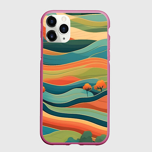 Чехол iPhone 11 Pro матовый Поля луга / 3D-Малиновый – фото 1