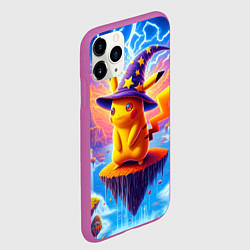 Чехол iPhone 11 Pro матовый Pikachu in a stargazers hat, цвет: 3D-фиолетовый — фото 2