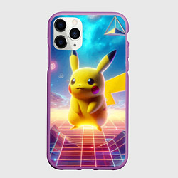 Чехол iPhone 11 Pro матовый Funny Pikachu - vaporwave, цвет: 3D-фиолетовый