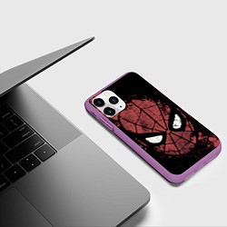 Чехол iPhone 11 Pro матовый Spider-man splashes, цвет: 3D-фиолетовый — фото 2