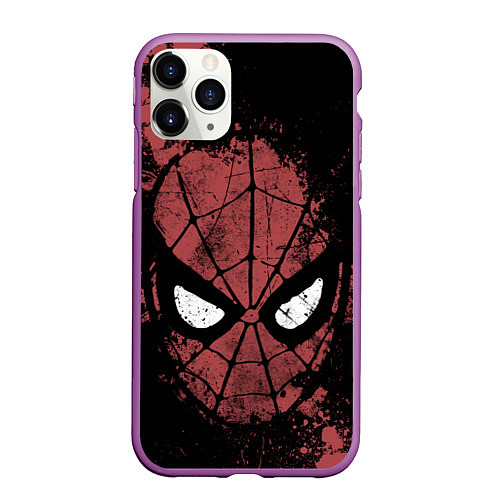 Чехол iPhone 11 Pro матовый Spider-man splashes / 3D-Фиолетовый – фото 1