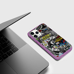 Чехол iPhone 11 Pro матовый Spider-man comics, цвет: 3D-фиолетовый — фото 2