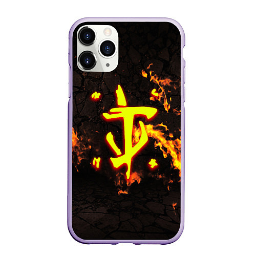 Чехол iPhone 11 Pro матовый Doom fire / 3D-Светло-сиреневый – фото 1