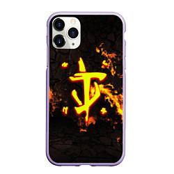 Чехол iPhone 11 Pro матовый Doom fire, цвет: 3D-светло-сиреневый