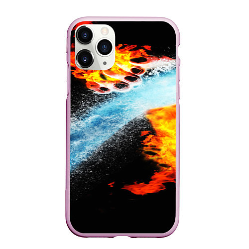 Чехол iPhone 11 Pro матовый Огонь и вода столкновение / 3D-Розовый – фото 1