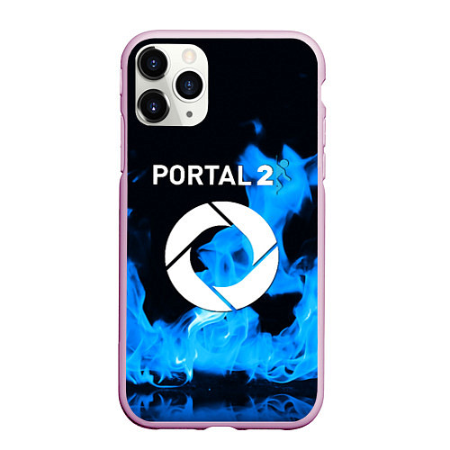 Чехол iPhone 11 Pro матовый Portal 2 blue flame / 3D-Розовый – фото 1