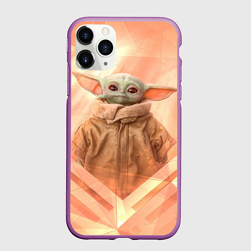 Чехол iPhone 11 Pro матовый Малыш Грогу / 3D-Фиолетовый – фото 1