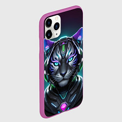 Чехол iPhone 11 Pro матовый Неоновый тигр, цвет: 3D-фиолетовый — фото 2
