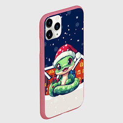 Чехол iPhone 11 Pro матовый Новогодняя змейка символ 2025, цвет: 3D-малиновый — фото 2