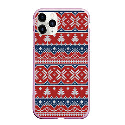 Чехол iPhone 11 Pro матовый New year pattern, цвет: 3D-розовый