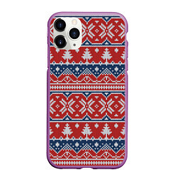 Чехол iPhone 11 Pro матовый New year pattern, цвет: 3D-фиолетовый