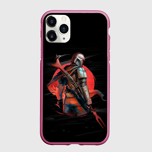 Чехол iPhone 11 Pro матовый Дин Джарин - Мандалорец / 3D-Малиновый – фото 1
