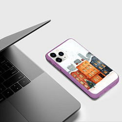 Чехол iPhone 11 Pro матовый Старый новогодний город, цвет: 3D-фиолетовый — фото 2