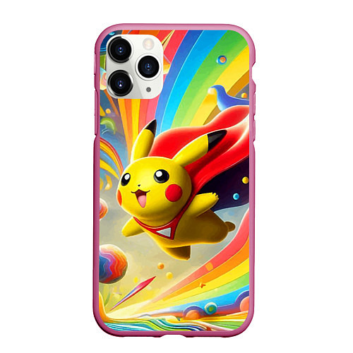 Чехол iPhone 11 Pro матовый Super Pikachu - ai art fantasy / 3D-Малиновый – фото 1