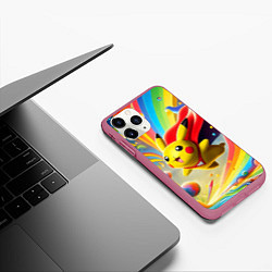 Чехол iPhone 11 Pro матовый Super Pikachu - ai art fantasy, цвет: 3D-малиновый — фото 2