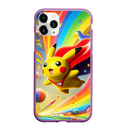 Чехол iPhone 11 Pro матовый Super Pikachu - ai art fantasy, цвет: 3D-фиолетовый