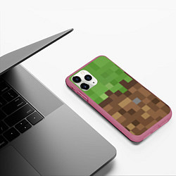 Чехол iPhone 11 Pro матовый Earth - Minecraft, цвет: 3D-малиновый — фото 2