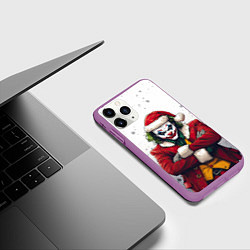Чехол iPhone 11 Pro матовый Новогодний Джокер и серый снег, цвет: 3D-фиолетовый — фото 2
