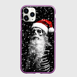 Чехол iPhone 11 Pro матовый Санта Клаус скелет, цвет: 3D-фиолетовый