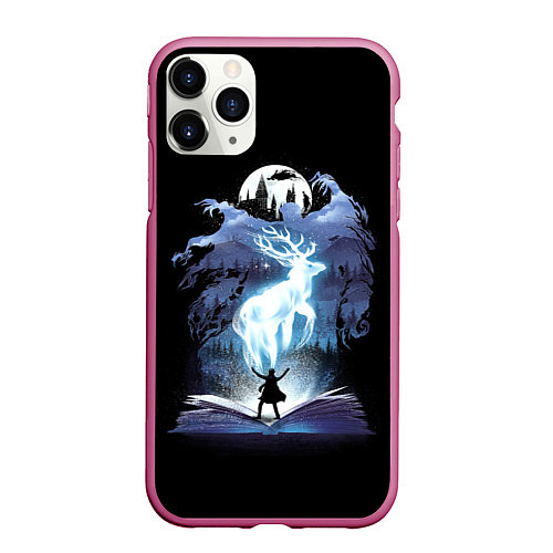 Чехол iPhone 11 Pro матовый Harry Potter patronus and dementors / 3D-Малиновый – фото 1