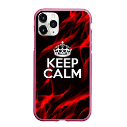 Чехол iPhone 11 Pro матовый Keep calm flame red