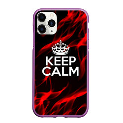 Чехол iPhone 11 Pro матовый Keep calm flame red