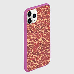 Чехол iPhone 11 Pro матовый Тёмно красные плитки на бежевом фоне, цвет: 3D-фиолетовый — фото 2