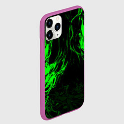 Чехол iPhone 11 Pro матовый Зелёная энергия на чёрном фоне, цвет: 3D-фиолетовый — фото 2