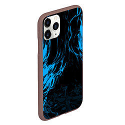 Чехол iPhone 11 Pro матовый Синяя энергия на чёрном фоне, цвет: 3D-коричневый — фото 2