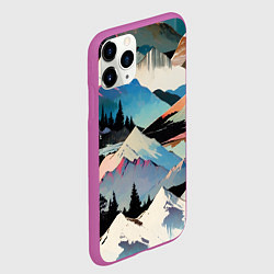 Чехол iPhone 11 Pro матовый Снежные горы, цвет: 3D-фиолетовый — фото 2
