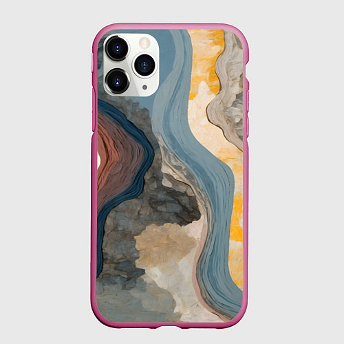 Чехол iPhone 11 Pro матовый Флюид арт / 3D-Малиновый – фото 1