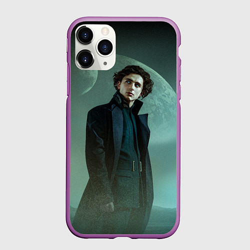 Чехол iPhone 11 Pro матовый Timothee Chalamet in the desert / 3D-Фиолетовый – фото 1