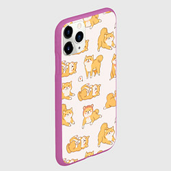 Чехол iPhone 11 Pro матовый Паттерн сиба ину, цвет: 3D-фиолетовый — фото 2