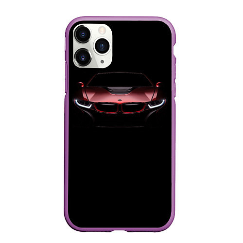 Чехол iPhone 11 Pro матовый BMW i8 in the dark / 3D-Фиолетовый – фото 1