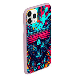 Чехол iPhone 11 Pro матовый Cyber dude with glasses - blots, цвет: 3D-розовый — фото 2