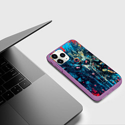 Чехол iPhone 11 Pro матовый Таинственная кибер физиономия - паттерн, цвет: 3D-фиолетовый — фото 2