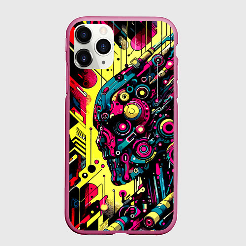 Чехол iPhone 11 Pro матовый Cyber profile - ai art fantasy / 3D-Малиновый – фото 1