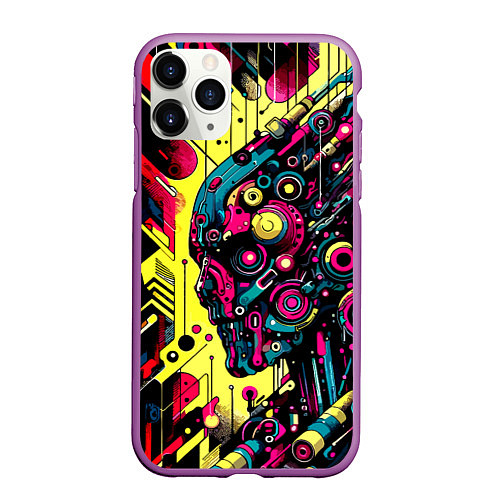 Чехол iPhone 11 Pro матовый Cyber profile - ai art fantasy / 3D-Фиолетовый – фото 1