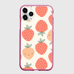 Чехол iPhone 11 Pro матовый Клубничный узор