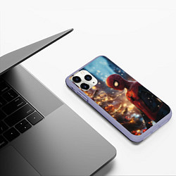 Чехол iPhone 11 Pro матовый Spider-man new year, цвет: 3D-светло-сиреневый — фото 2