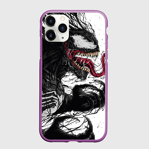 Чехол iPhone 11 Pro матовый Venom - Symbiot / 3D-Фиолетовый – фото 1