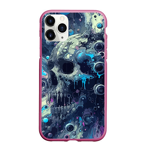 Чехол iPhone 11 Pro матовый Vanguard compozition with skull - ai art fantasy / 3D-Малиновый – фото 1