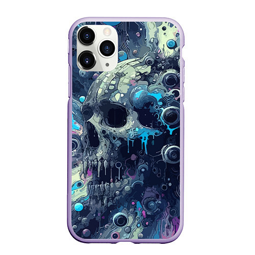 Чехол iPhone 11 Pro матовый Vanguard compozition with skull - ai art fantasy / 3D-Светло-сиреневый – фото 1