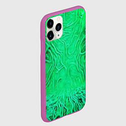 Чехол iPhone 11 Pro матовый Зелёный симбионт абстракция, цвет: 3D-фиолетовый — фото 2
