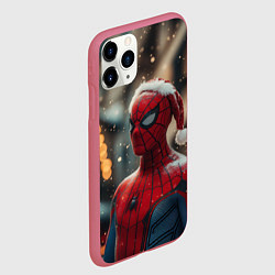 Чехол iPhone 11 Pro матовый New year Spider-man, цвет: 3D-малиновый — фото 2