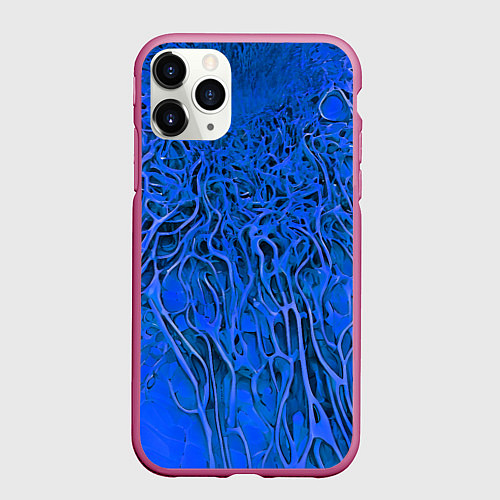 Чехол iPhone 11 Pro матовый Синий симбионт абстракция / 3D-Малиновый – фото 1